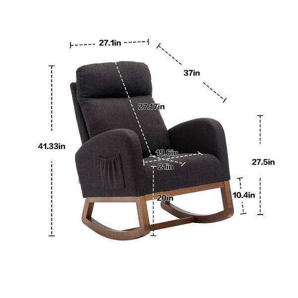 Arc Rocking Chair Fabric Upholstered Rocking Chair Black Single Sofa Chair High Back ...