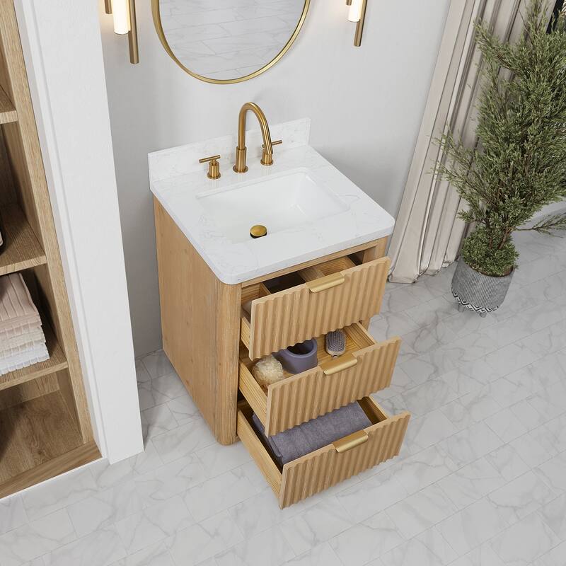 Cadiz Bath Vanity with Composite Stone Top and Mirror