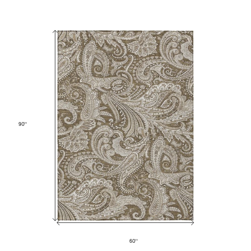 HomeRoots Paisley Transitional Rectangle Outdoor Rug