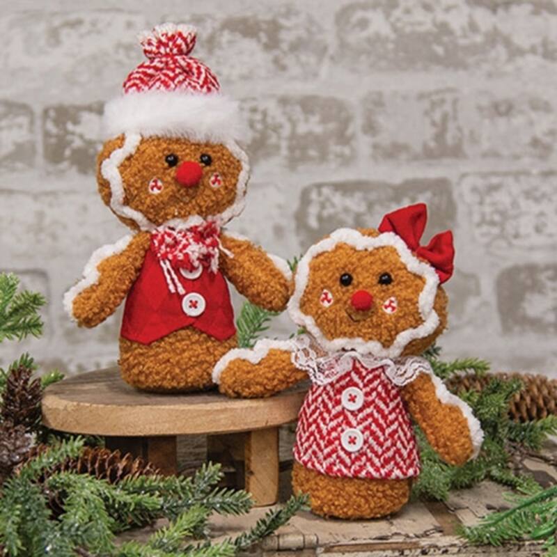 Mr. & Mrs. Gingerbread Plush Shelf Sitters, 2 Asstd - 5.50" x 2.50" x 6.75"