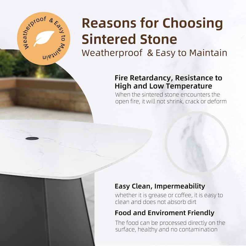 5-Piece Outdoor Aluminum Square Dining Set with Sintered Stone Top, Swivel Rockers, Sunbrella Fabric