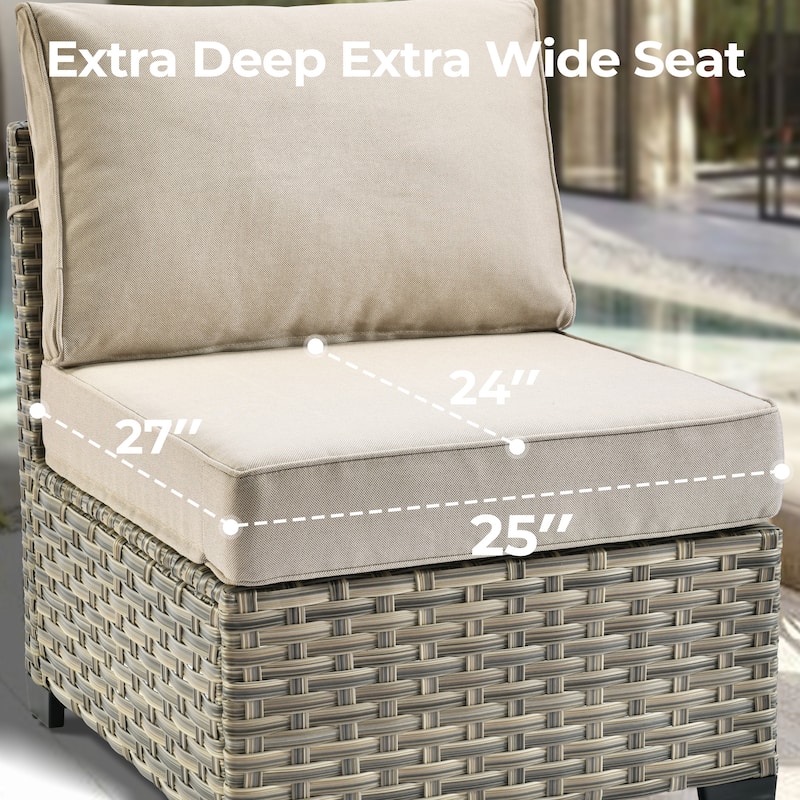 HOOOWOOO 9-piece Wicker Patio Furniture Set Sectional Sofa with Swivel Chair.
