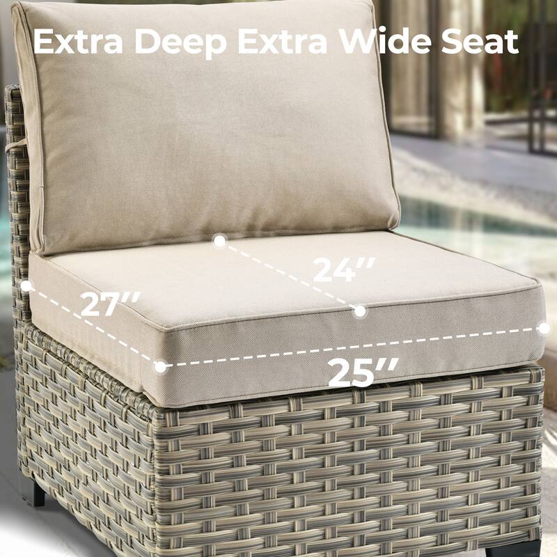 HOOOWOOO 9-piece Wicker Patio Furniture Swivel Rocking Chair Set with Fire Pit