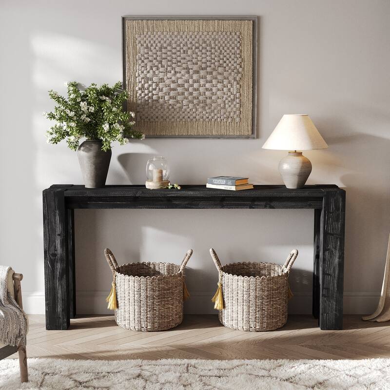 Solid Wood Console Table 70.9-Inch Long Narrow Sofa Table Behind Couch