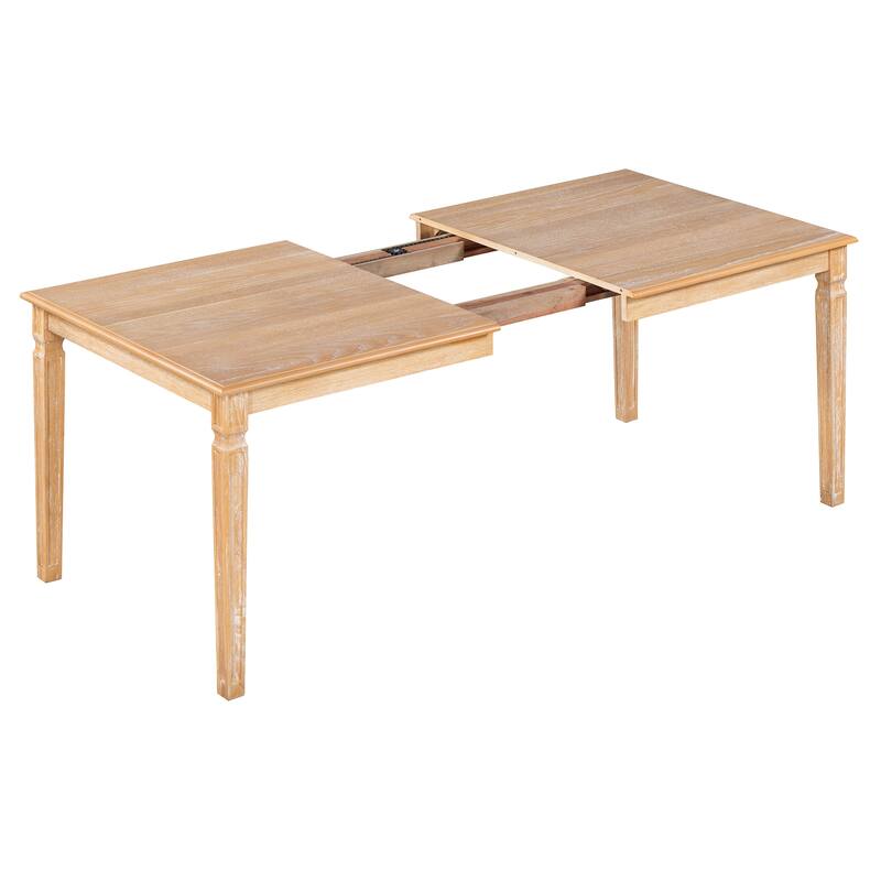 Roomfitters Extendable Rectangular Dining Table, 4 Upholstered Seats, Long Bench, 6-Piece Farmhouse Set