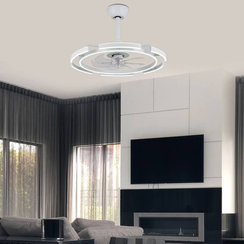 Oaks Aura DeClue 24in. 6 DIY-Shape Smart Ceiling Fan with Light,Cyberpunk Futuristic 6-Speed Quiet Ceiling Fan w/ Remote