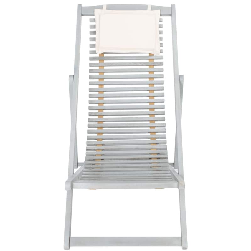 SAFAVIEH Outdoor Makena Relax Chair with Pillow (Set of 2) - 24W x 39D x 38H - Grey/Beige