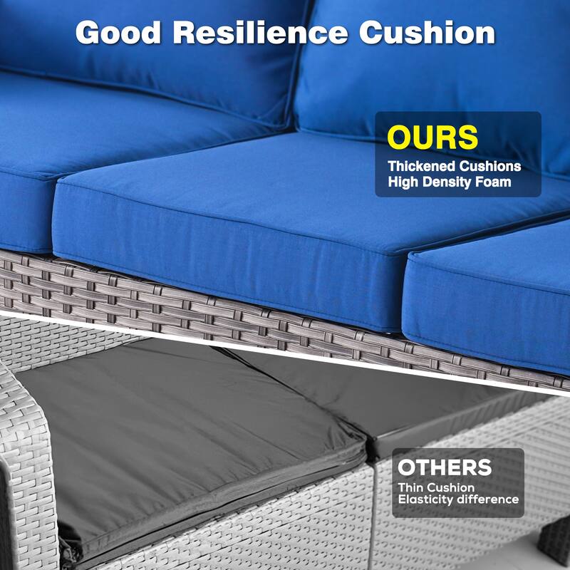 OVIOS 7-piece Patio Swivel Chair Set with 42" Fire Table