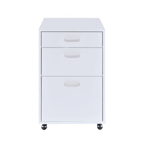 3 Drawers File Cabinet in White High Gloss and Chrome Finish