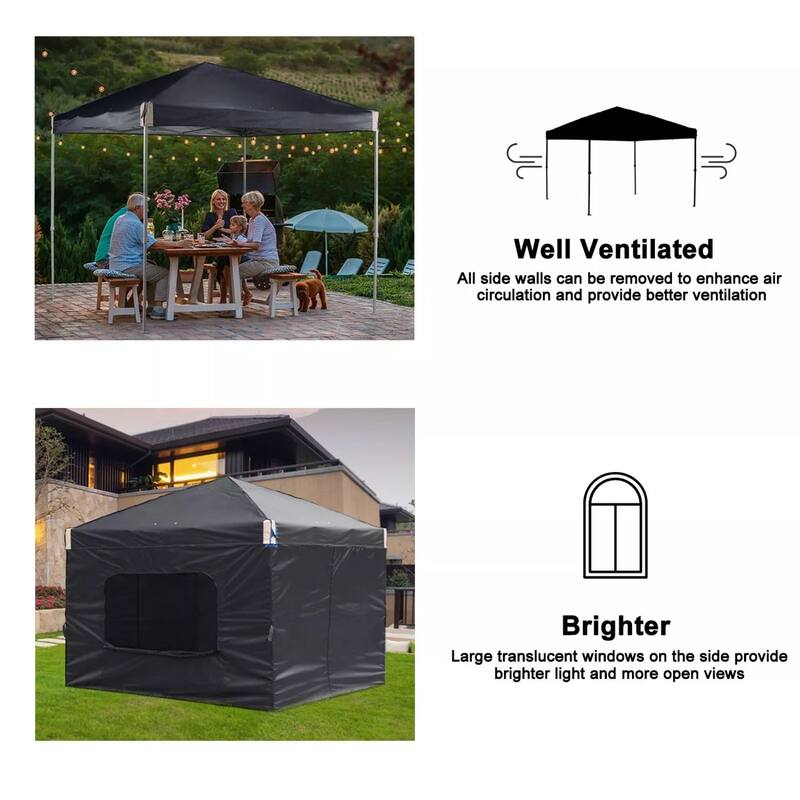 Aoodor 12'x12'Pop Up Canopy Tent with Removable Mesh Window Sidewalls, Portable Instant Shade Canopy with Roller Bag