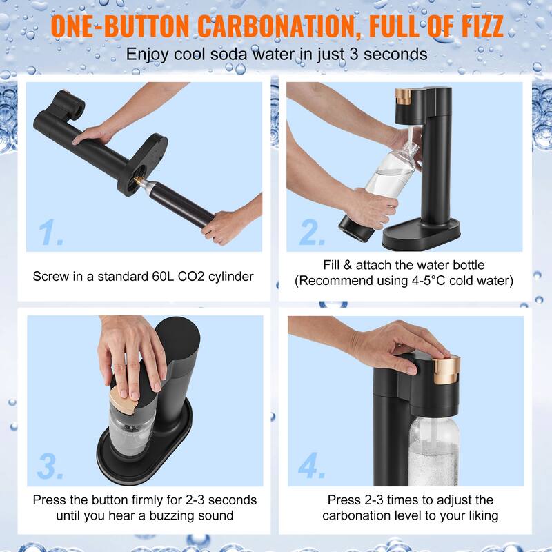 Sparkling Water Maker for Home Carbonating, Seltzer Water Starter Kit