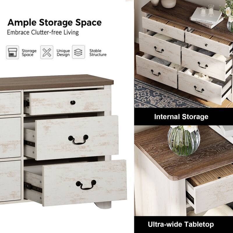 WAMPAT Farmhouse Nightstand with 3 Drawers