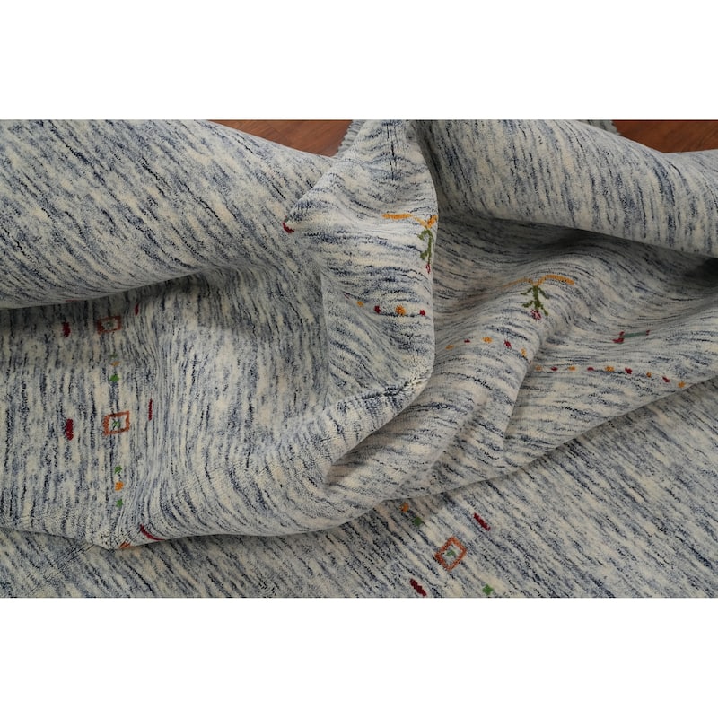 Hand Knotted Oriental 100% Wool Carpet Tribal Animal Pictorial Navy Blue & Blues Gabbeh Area Rug - 10' 1'' X 9' 8''