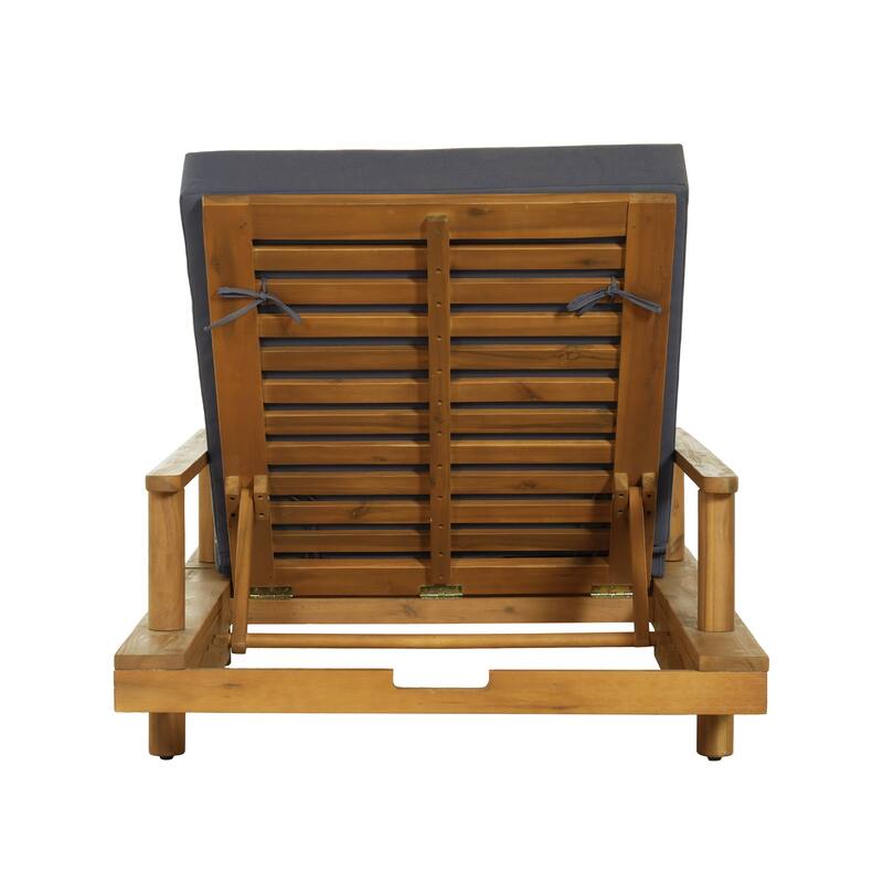 Christopher Knight Home - Modern Indoor/Outdoor Acacia Wood Chaise Lounge with 3-Position Adjustable Backrest & 3-Fold Cushion