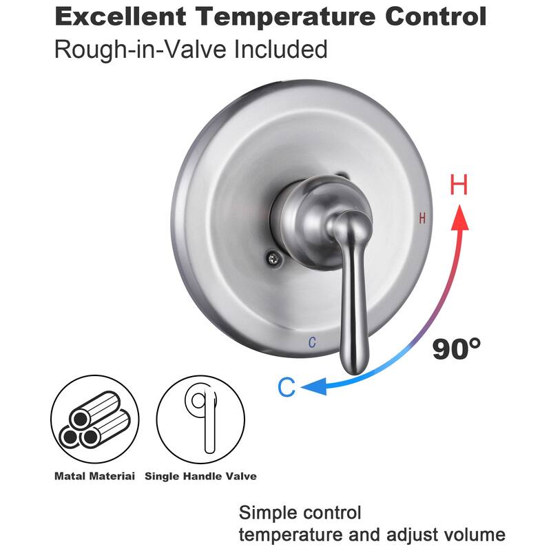 WOWOW 7-spray Wall Mount Dual Shower Head Faucet