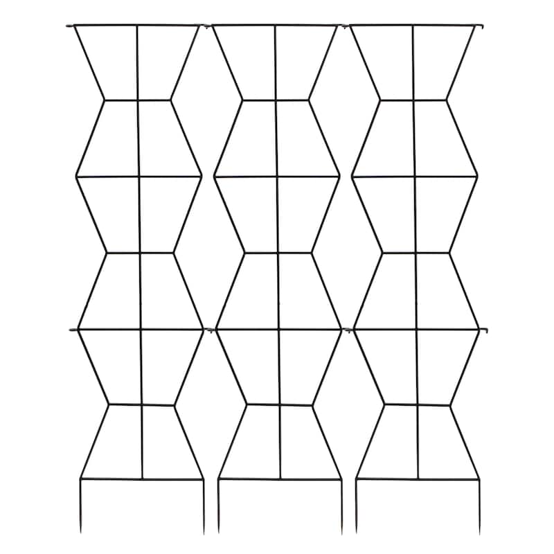 Achla Designs 84"H Black Powdercoated Wrought Iron Outdoor Garden Zigzag Screen Trellis