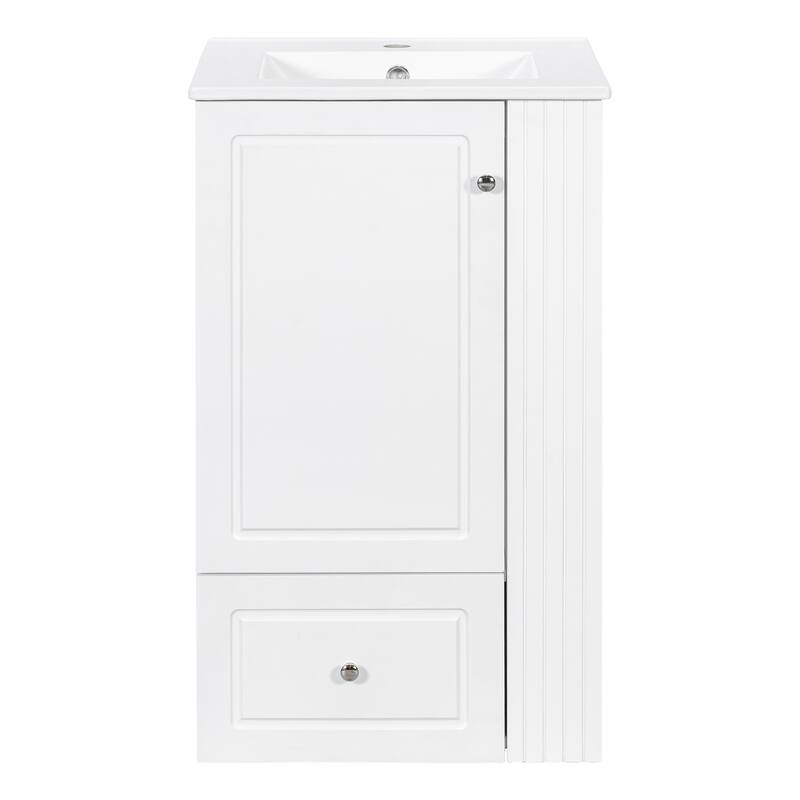 Roomfitters 20" Bathroom Vanity with Sink, Soft-Close Drawer, Side Open Shelves & Pinewood Towel Bar