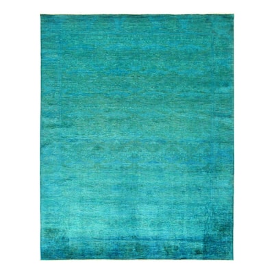 Pasargad Overdyed Green Hand Knotted Area Rug - 8'01'' x 10'05''