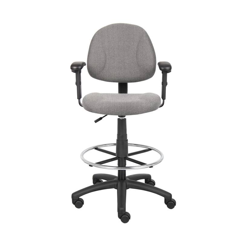 Jea Drafting Stool Chair, Adjustable, Gray Tweed, Round Footring