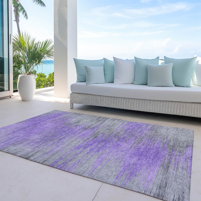 Machine Washable Indoor/ Outdoor Chantille Modern Ombre Rug - 5' x 7'6" - Purple