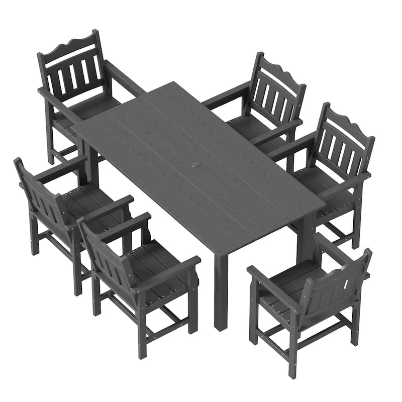 HIPS Outdoor Dining Set, Ergonomic Patio Chairs and Table(Set of 7)