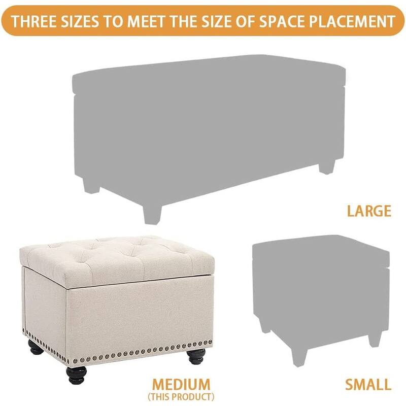 24" or 18" modern Tufted Storage Ottoman Bench, Rectangular Footstool