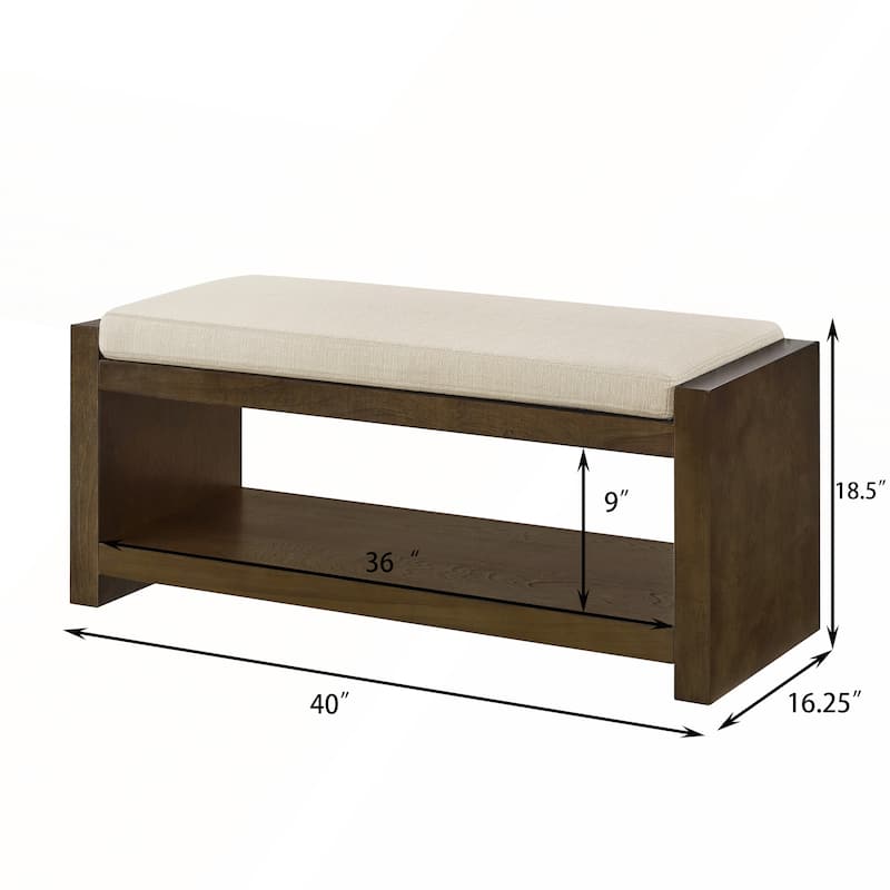 40in Accent Bench with Lower Shelf Shoe Rack