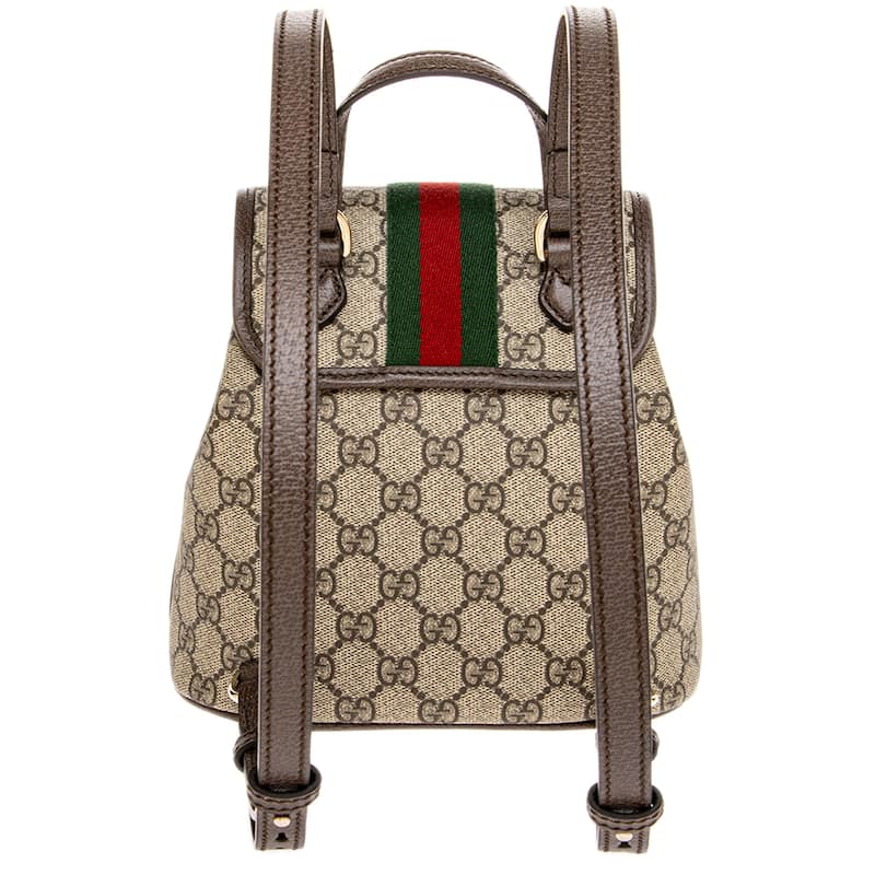 Gucci Ophidia Small Backpack - Beige and Dark Brown