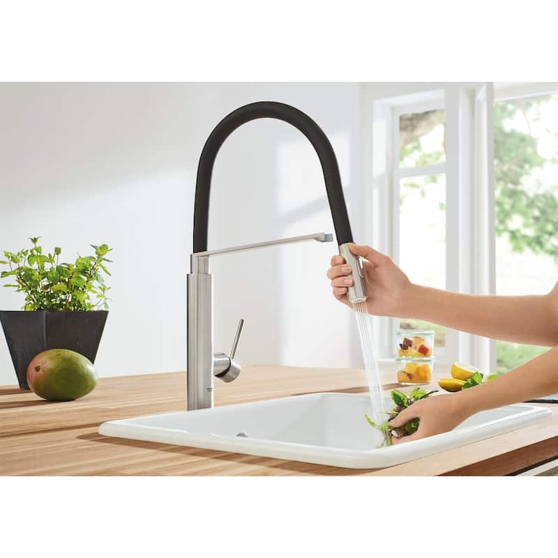 Grohe Pre-Rinse Spray Kitchen Faucet with Locking Push Button Control