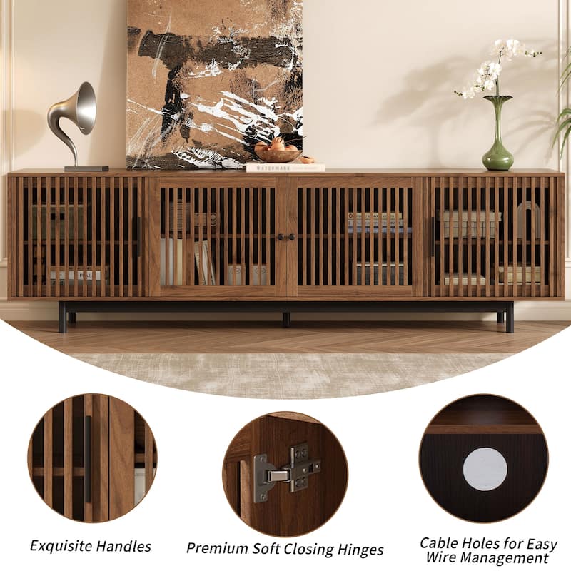 78" Modern TV Stand for TVs up to 85" with Closed Storage, Cable Management & Solid Wood Legs