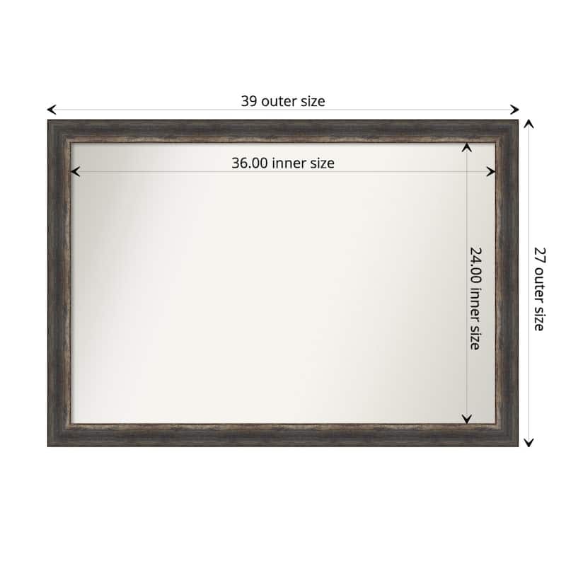 Non-Beveled Bathroom Wall Mirror - Bark Rustic Char Narrow Frame - 39 x 27 in - Bark Rustic Char Narrow