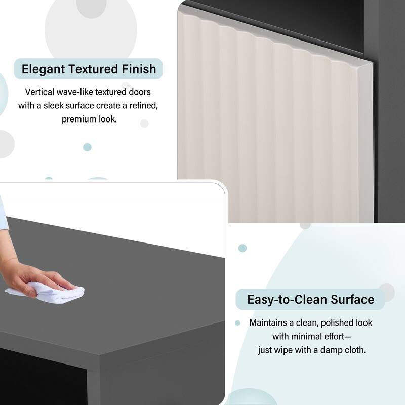 Entryway Shoe Cabinet with Bench, 2-Door Storage Console with Adjustable Shelves, 4 Open Shoe Racks & Cushion