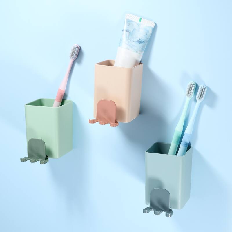 Wall Mounted Toothbrush Holders, Wall Mounted Toothbrush Storage 2.45"x2.45"x3.39"