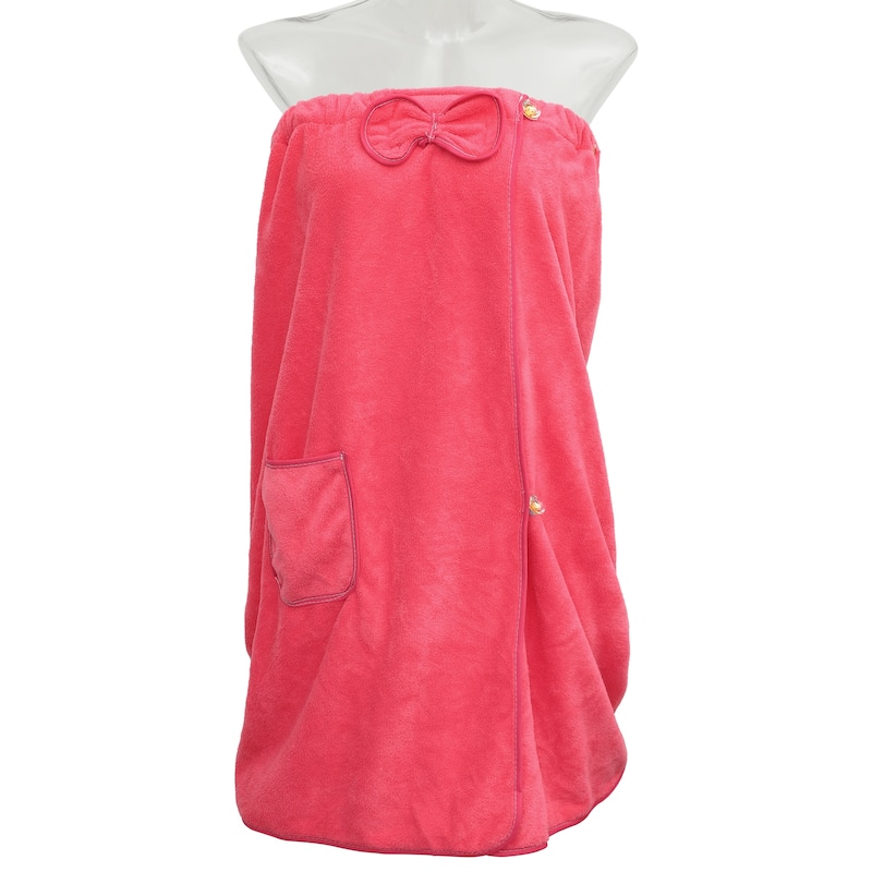 Bath Wrap Towel for Women Shower Adjustable Bath Wrap with Pocket - Rose Red