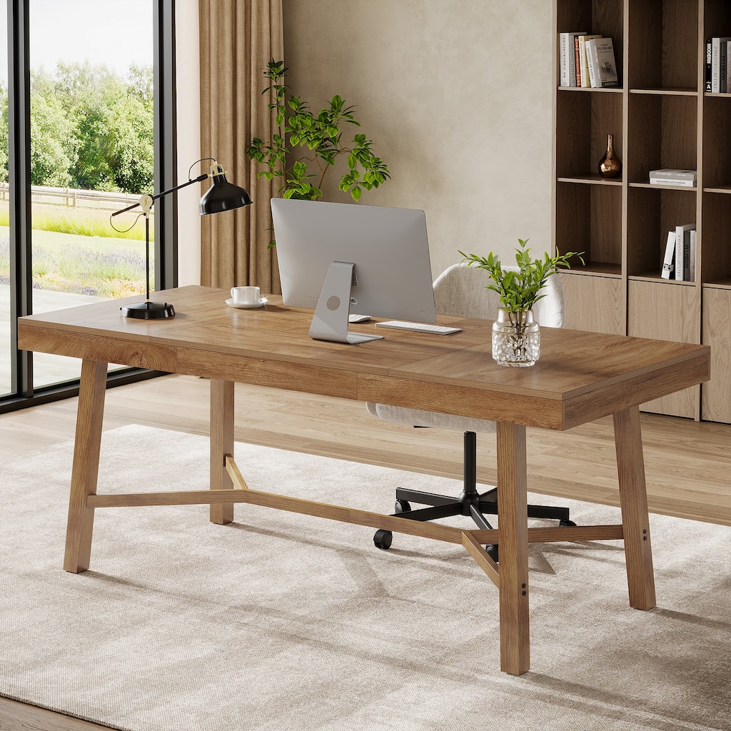 70.8-Inch Executive Desk, Large Computer Desk for Home Office, Modern Style