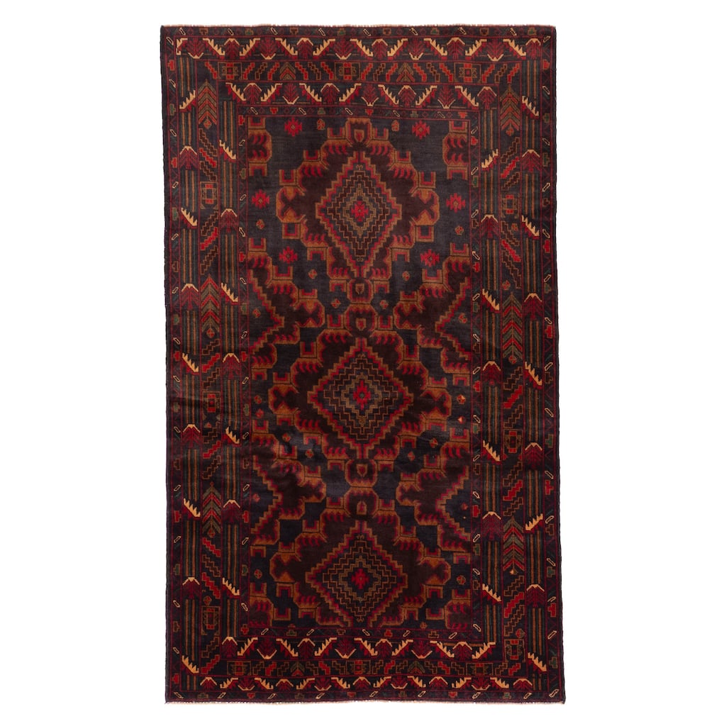 ECARPETGALLERY Hand-knotted Teimani Black, Red Wool Rug - 3'10 x 6'7