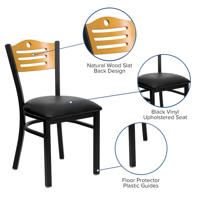 Slat Back Metal Restaurant Chair - 16.75"W x 21.5"D x 32.75"H