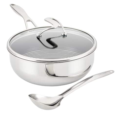 Circulon SteelShield C-Series Tri-Ply Clad Nonstick Chef Pan with Lid and Cooking Utensil Set, 3-Piece