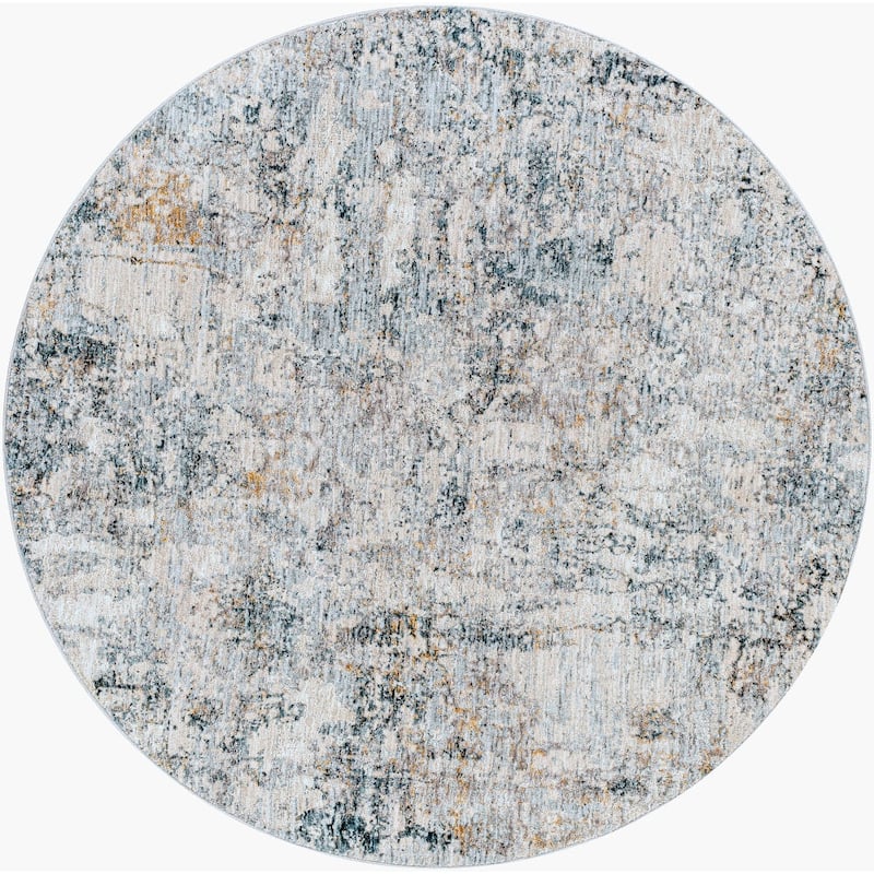 Livabliss Transitional Laila Abstract Area Rug - 7'10" x 7'10" Round - Pale Blue