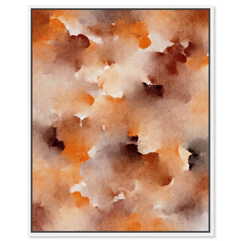 Art Remedy Dried Peach In Caramel Syrup Framed Watercolor Boho Abstracts - 21 x 25 - White