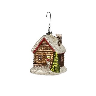 Shop 3 5 Brown And White Log Cabin Hanging Christmas Ornament N