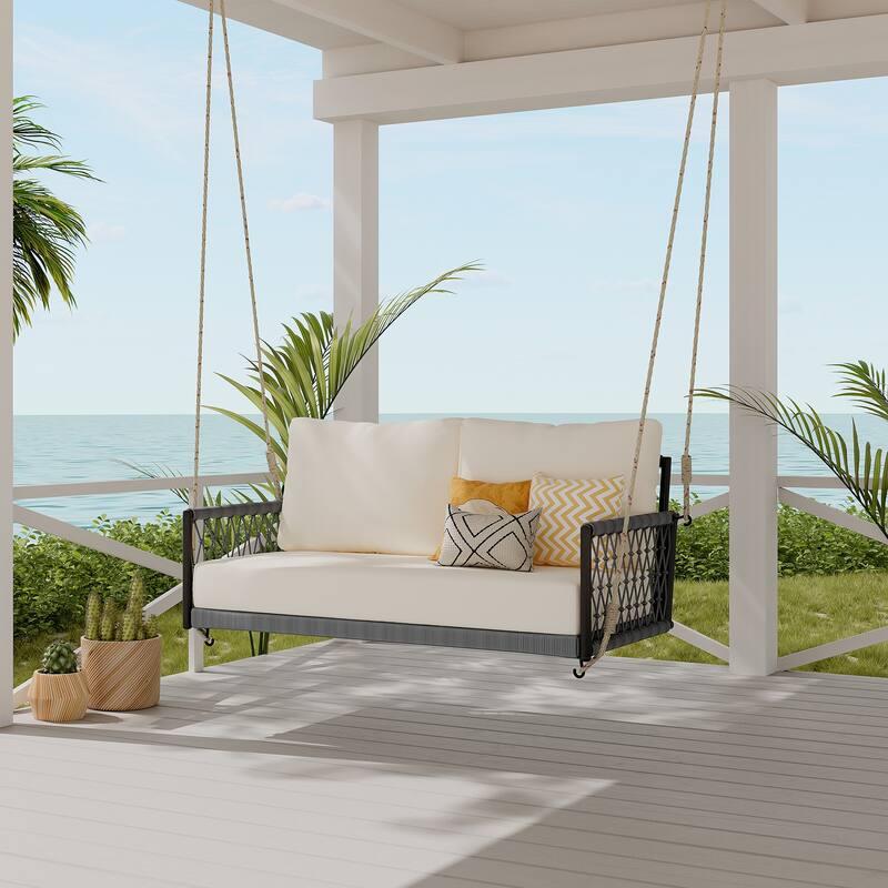 Woven Rope 2-Seater Porch Swing Sofa