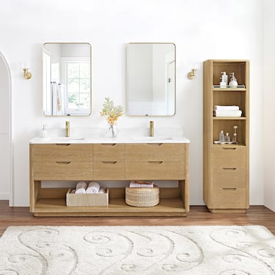 Harbin Bath Vanity with White Grain Stone Top without Mirror