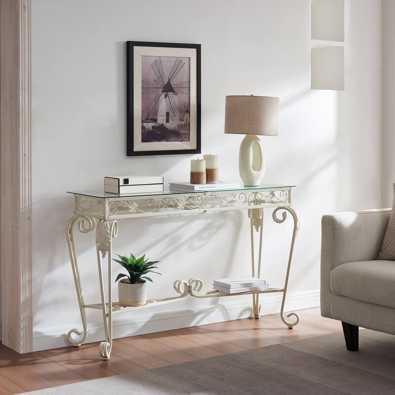 Modern Style Fancy Glass and Metal Console Table