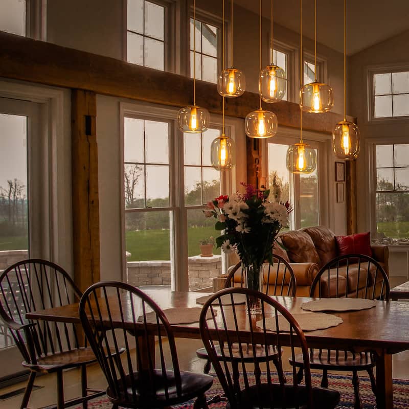 8-Light Linear Chandelier Modern Kitchen Island Light