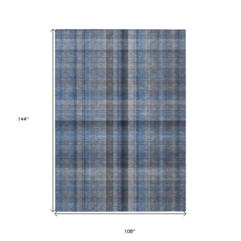 Sax Plaid Weather Resistant Blended Style Outdoor Rug