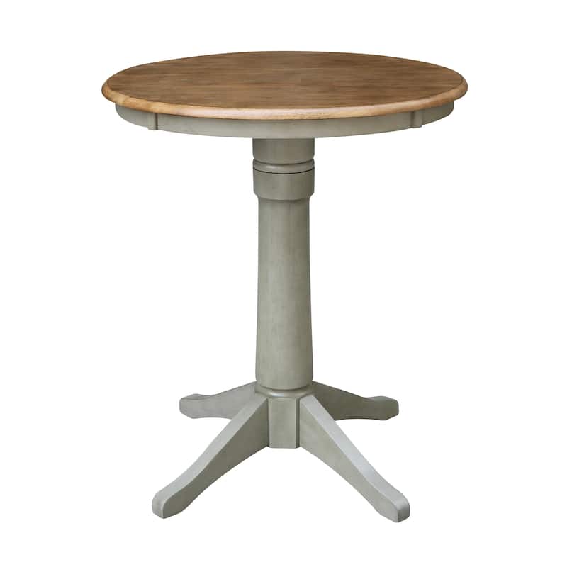 30" Round Pedestal Gathering Height Table With 2 X-Back Counter Height Stools - Set of 3 Pieces