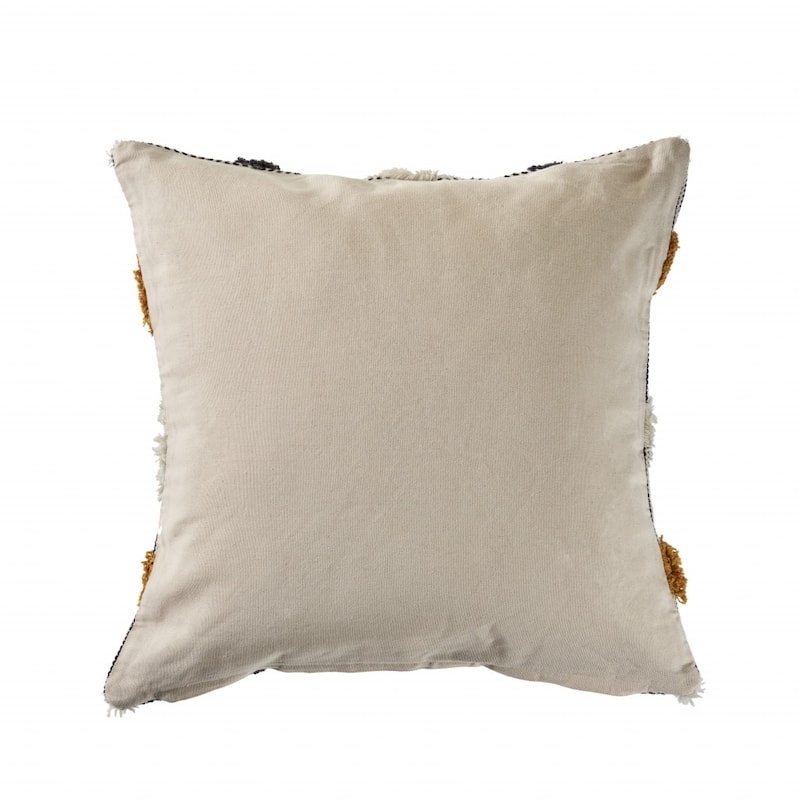 HomeRoots 20" Gray Ivory and Yellow Striped Cotton Throw Pillow With Texture
