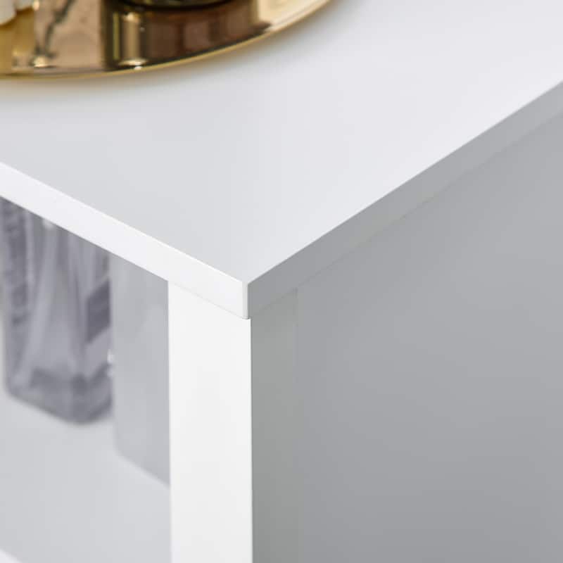 Kleankin Bathroom Cabinet Organizer with 2-Tier Open Shelves, Double Door Enclosed Storage and Elevated Base