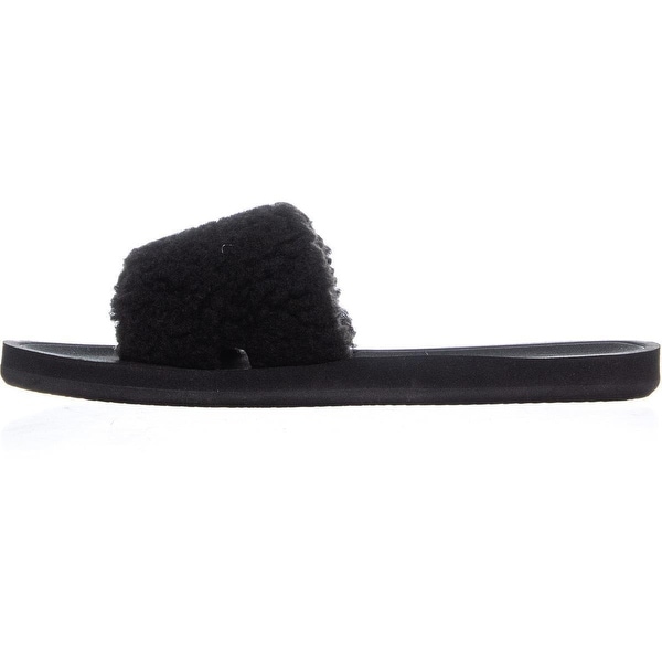 mk faux fur slides